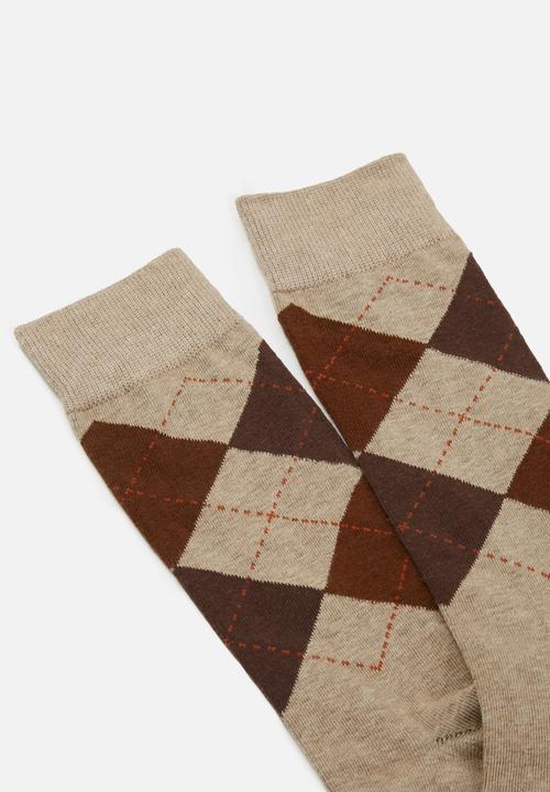 Jonathan D - Branded socks - tan 