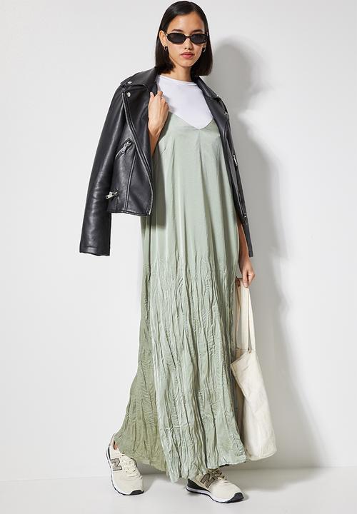 Superbalist - Crushed satin trapeze slip dress - sage