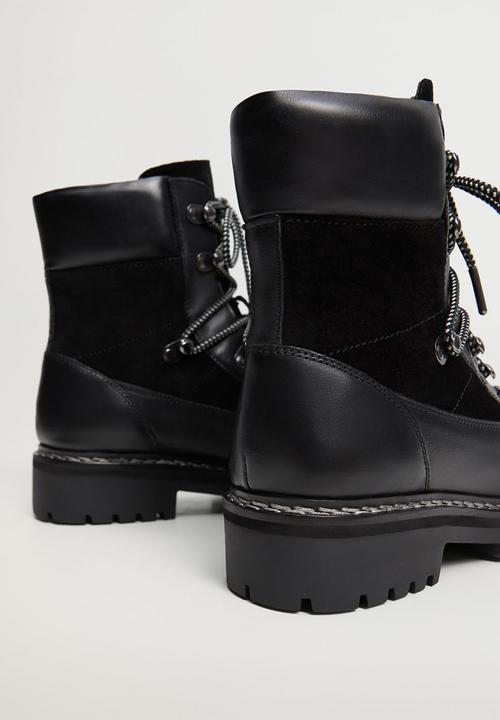 MANGO - Mountain leather ankle boot - black