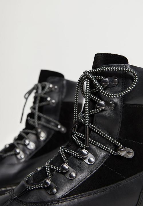 MANGO - Mountain leather ankle boot - black