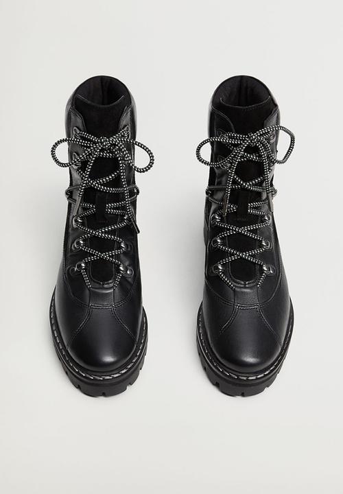 MANGO - Mountain leather ankle boot - black