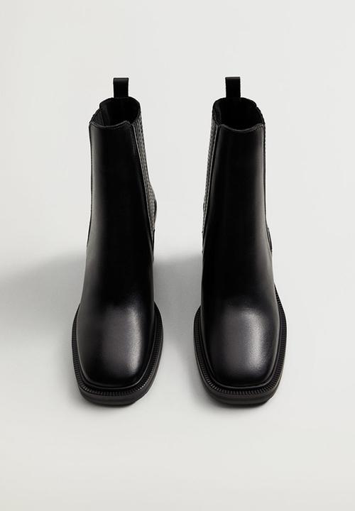 MANGO - Back leather ankle boot - black
