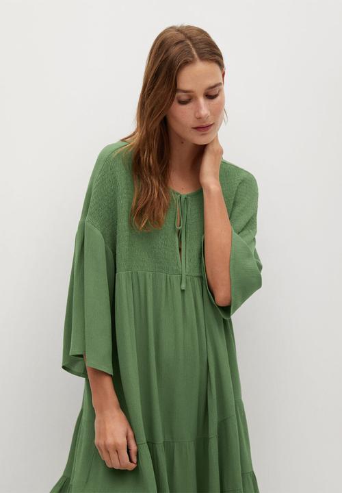MANGO - Dress bambu - green