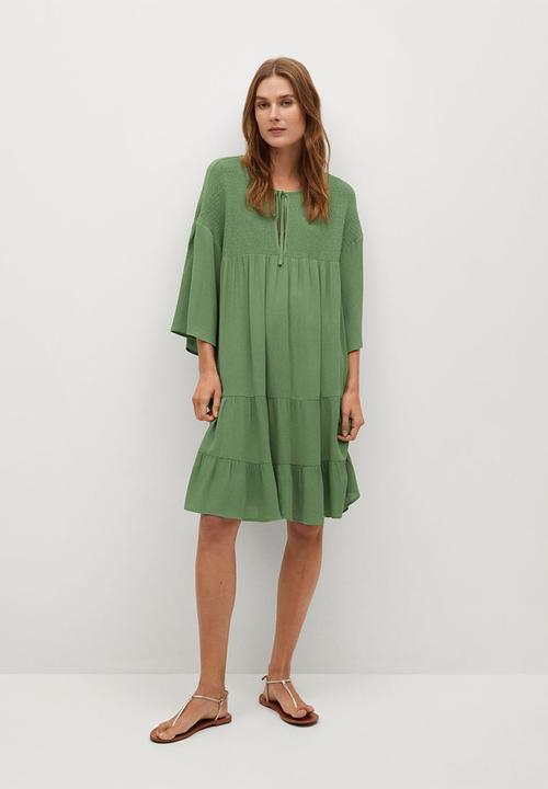 MANGO - Dress bambu - green