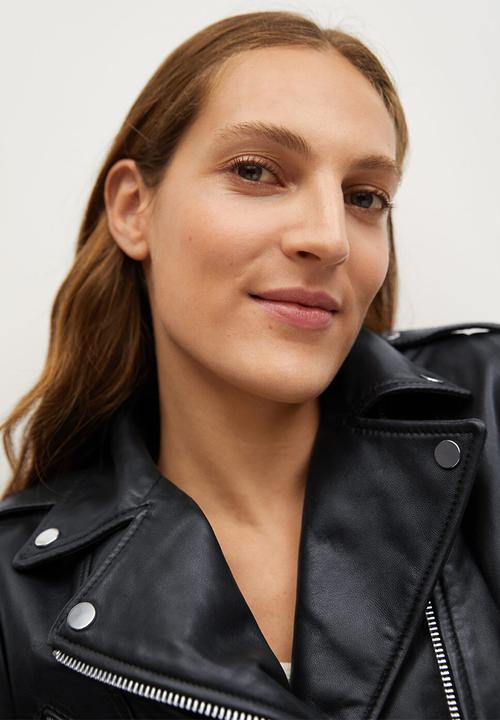 MANGO - Leather Jacket perfect - black