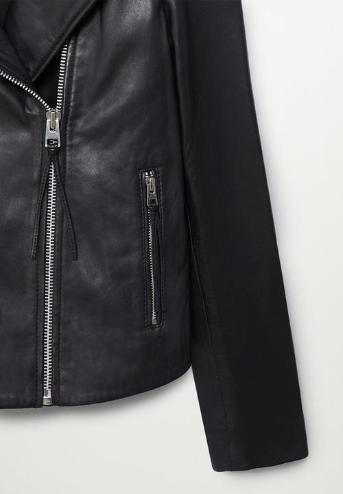 MANGO - Leather Jacket perfect - black