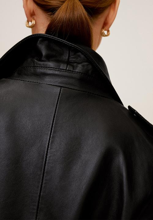 MANGO - Leather Jacket perfect - black