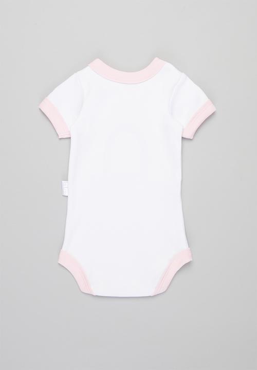 Little Lumps - Rainbow onesie - pink & white 