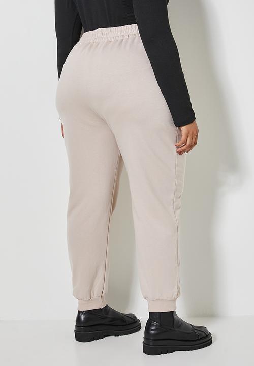 Superbalist - Rib cuffed track pants - stone