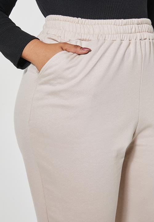 Superbalist - Rib cuffed track pants - stone