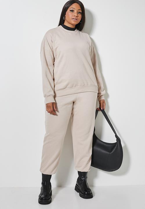 Superbalist - Rib cuffed track pants - stone