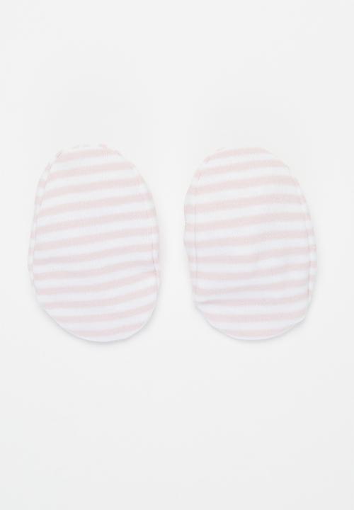 Little Lumps - Shoes ribbed - pink & white 
