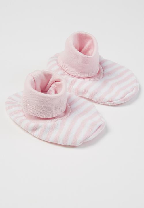 Little Lumps - Shoes ribbed - pink & white 