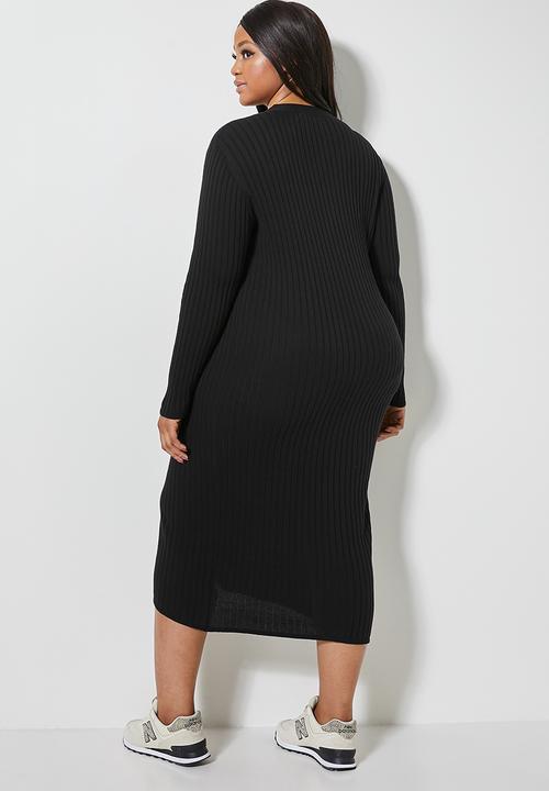 Superbalist - Rib button through dress - black
