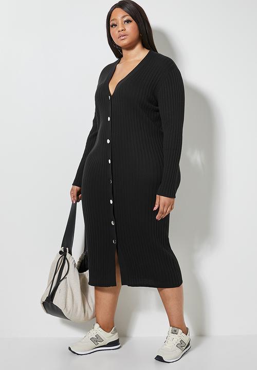 Superbalist - Rib button through dress - black