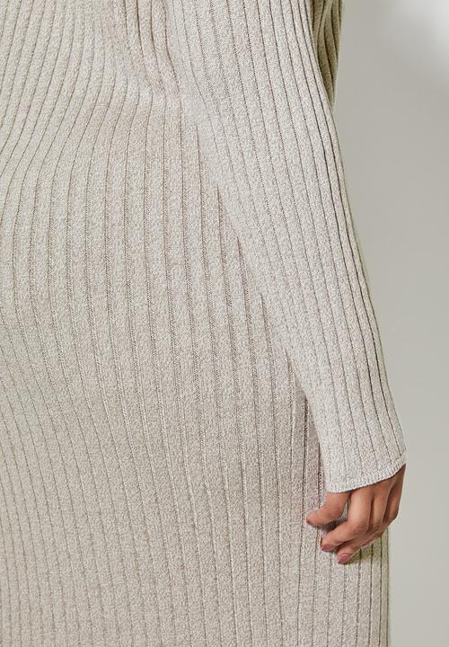 Superbalist - Rib button through dress - stone 