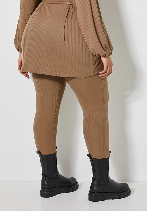 Superbalist - Rib high waist leggings - tobacco