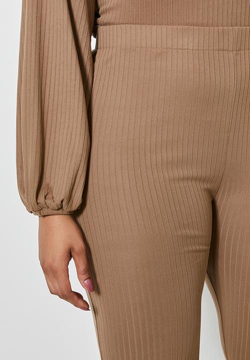 Superbalist - Rib high waist leggings - tobacco