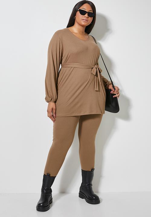 Superbalist - Rib high waist leggings - tobacco