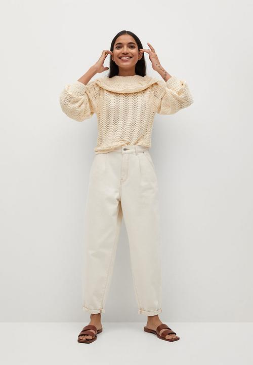MANGO - Sweater floreta - light brown