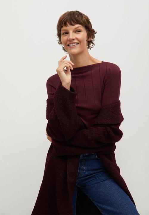 MANGO - T-shirt barca - burgundy