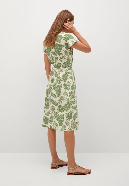 MANGO - Leaf print shirt dress - green