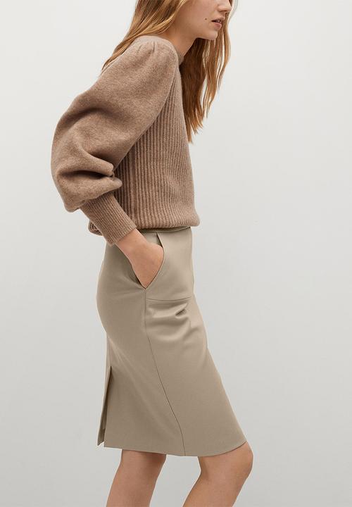 MANGO - Skirt pencil - light beige