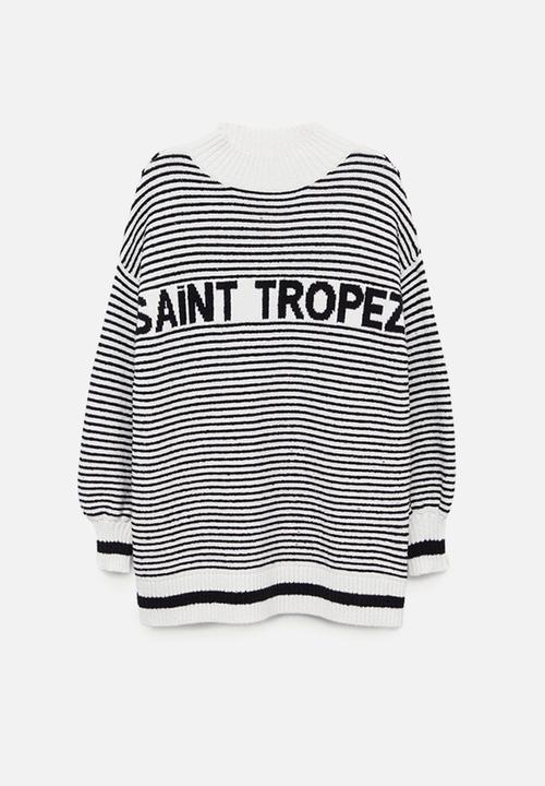 MANGO - Sweater tropez - black & white