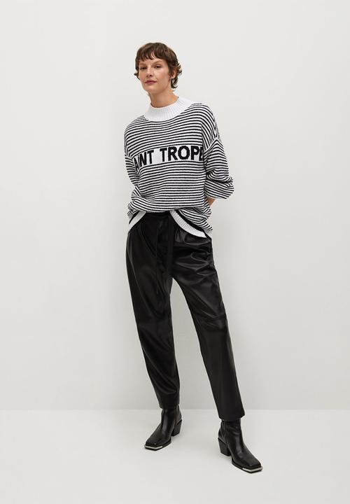 MANGO - Sweater tropez - black & white