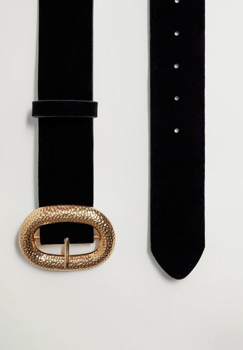 MANGO - Velvet belt - black