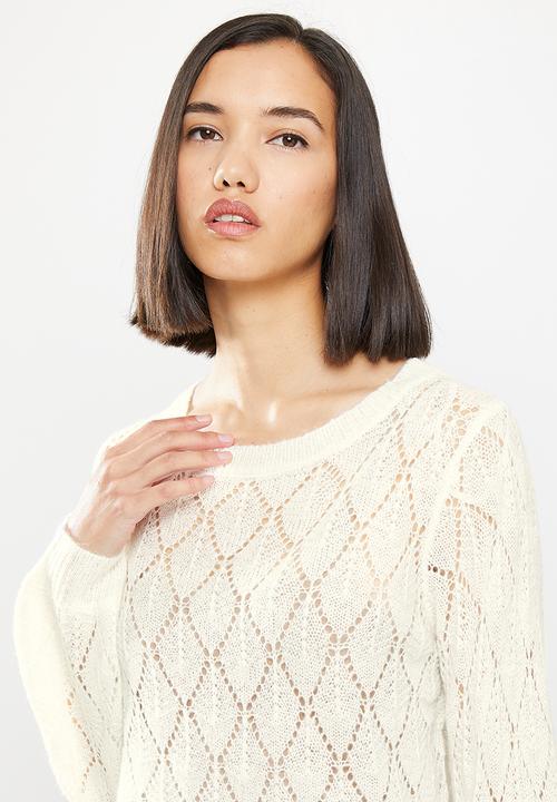 Jacqueline de Yong - Malou  long sleeve  structure pullover knit - cream 
