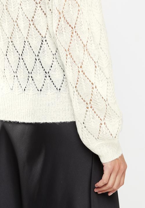 Jacqueline de Yong - Malou  long sleeve  structure pullover knit - cream 