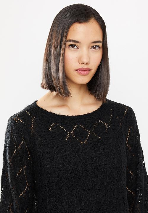 Jacqueline de Yong - Malou  long sleeve  structure pullover knit - black