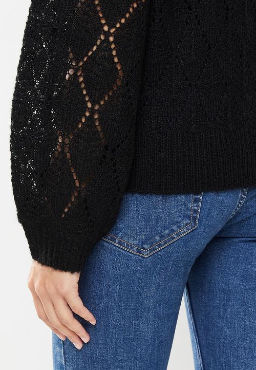 Jacqueline de Yong - Malou  long sleeve  structure pullover knit - black