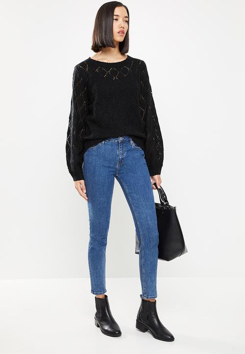 Jacqueline de Yong - Malou  long sleeve  structure pullover knit - black