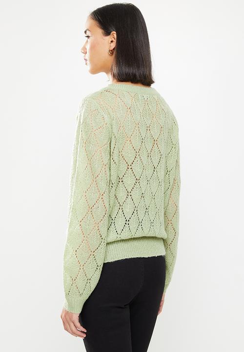 Jacqueline de Yong - Malou  long sleeve  structure pullover knit - green 