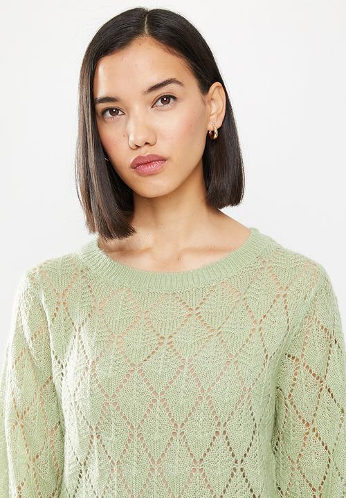 Jacqueline de Yong - Malou  long sleeve  structure pullover knit - green 