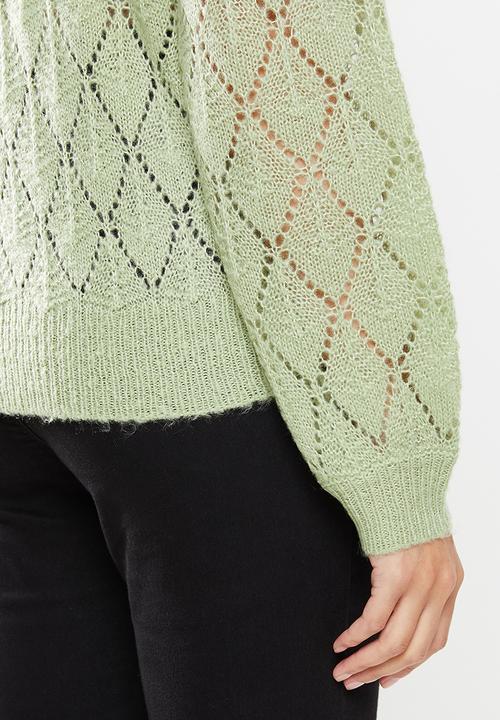 Jacqueline de Yong - Malou  long sleeve  structure pullover knit - green 