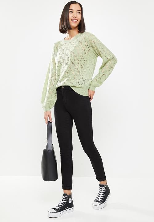 Jacqueline de Yong - Malou  long sleeve  structure pullover knit - green 
