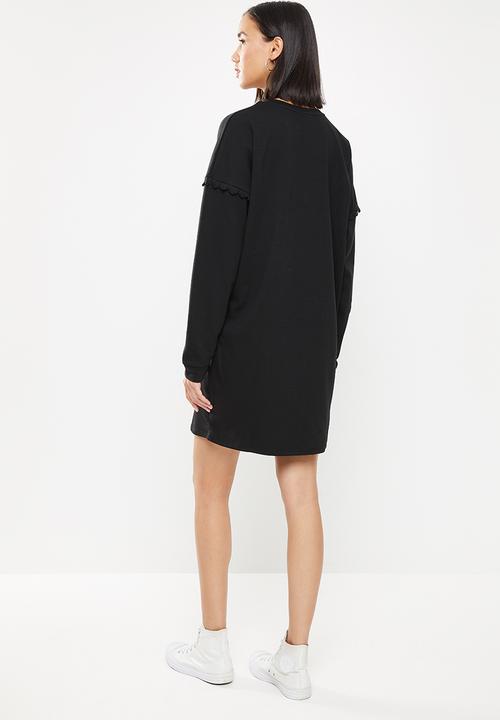 Jacqueline de Yong - Rikke ivy life long sleeve crochet dress - black