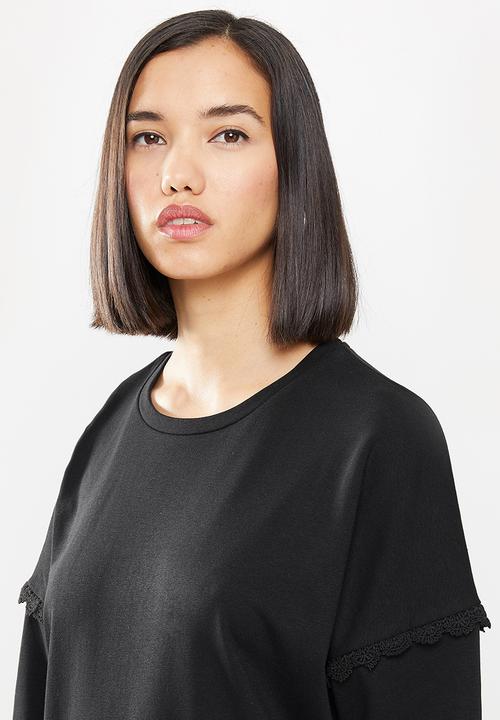 Jacqueline de Yong - Rikke ivy life long sleeve crochet dress - black