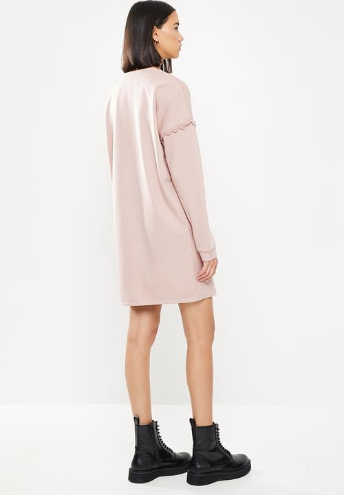 Jacqueline de Yong - Rikke ivy life long sleeve  crochet dress - pink 