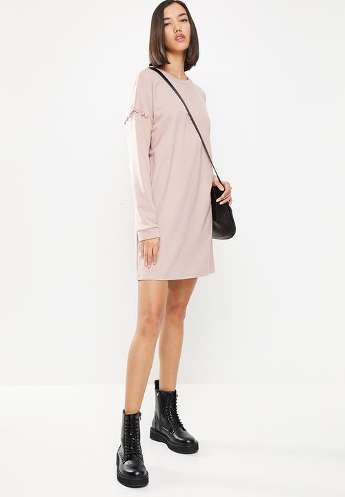 Jacqueline de Yong - Rikke ivy life long sleeve  crochet dress - pink 