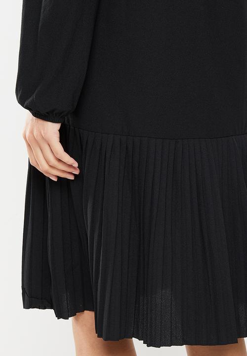 Jacqueline de Yong - Paris long sleeve plisse dress - black