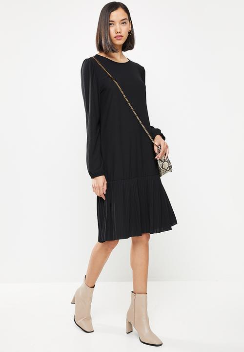 Jacqueline de Yong - Paris long sleeve plisse dress - black