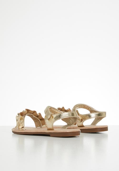MINOTI - Girls ruffle strap sandal - gold