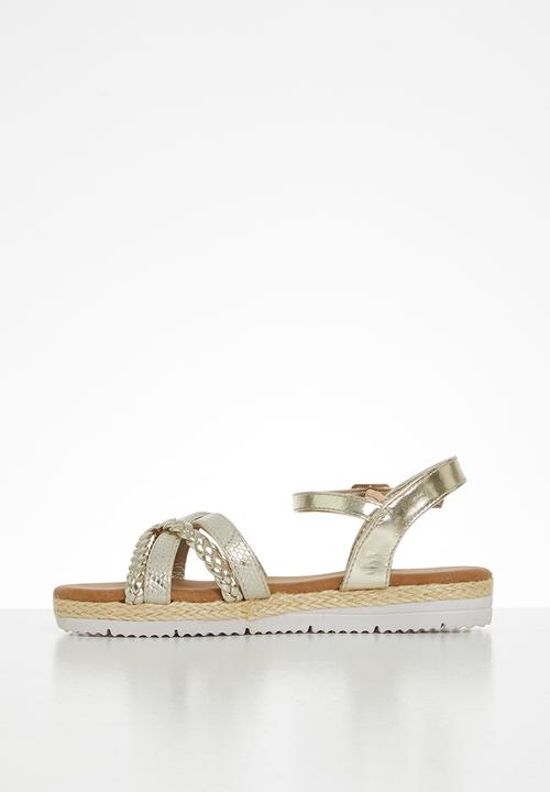 MINOTI - Girls gold cross strap sandal - gold