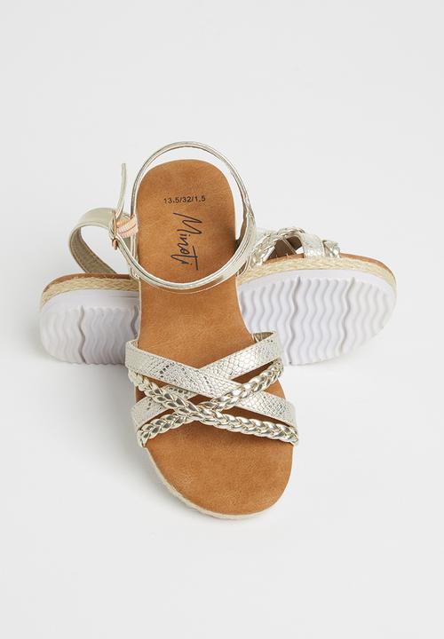 MINOTI - Girls gold cross strap sandal - gold