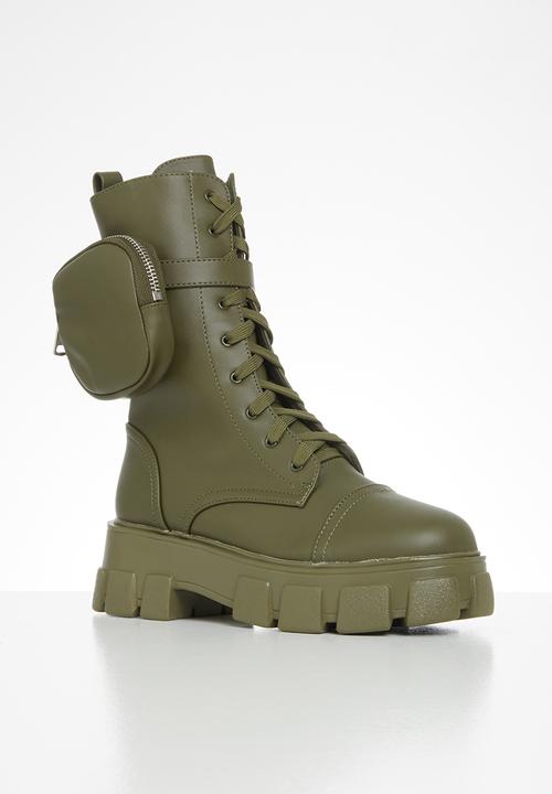 Public Desire - Intention chunky sole pouch ankle boot - khaki
