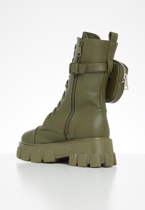 Public Desire - Intention chunky sole pouch ankle boot - khaki